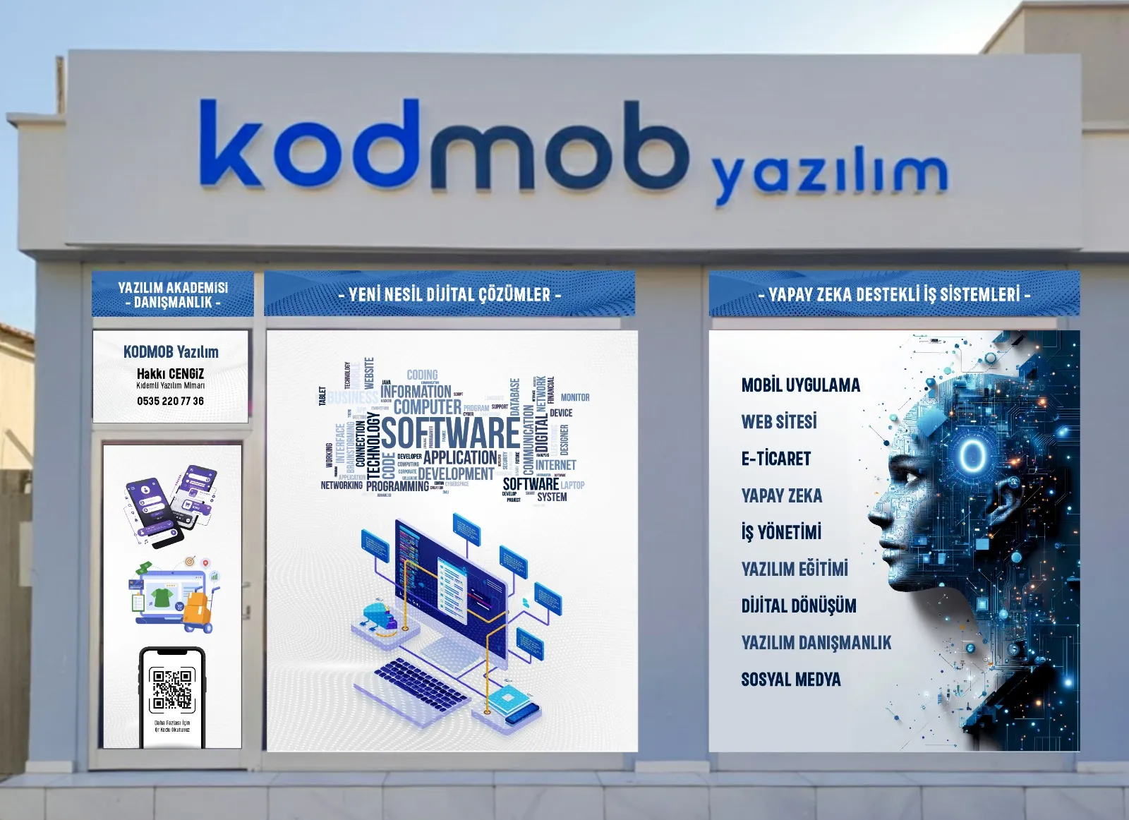 Schaufenster des Büros von Kodmob Software in Adana
